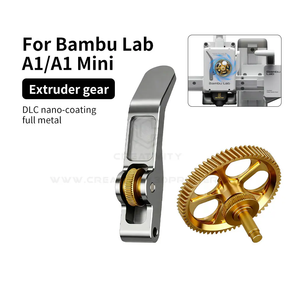 Модернизированная латунная шестерня экструдера для мини- 3D-принтера Bambu-Lab A1/A1, золотой RNC с нанопокрытием, закаленный инструмент, стальная шестерня экструдера 
Модернизированная латунная шестерня экструдера для мини- 3D-принтера Bambu-Lab A1/A1, золотой RNC с нанопокрытием, закаленный инструмент, стальная шестерня экструдера
