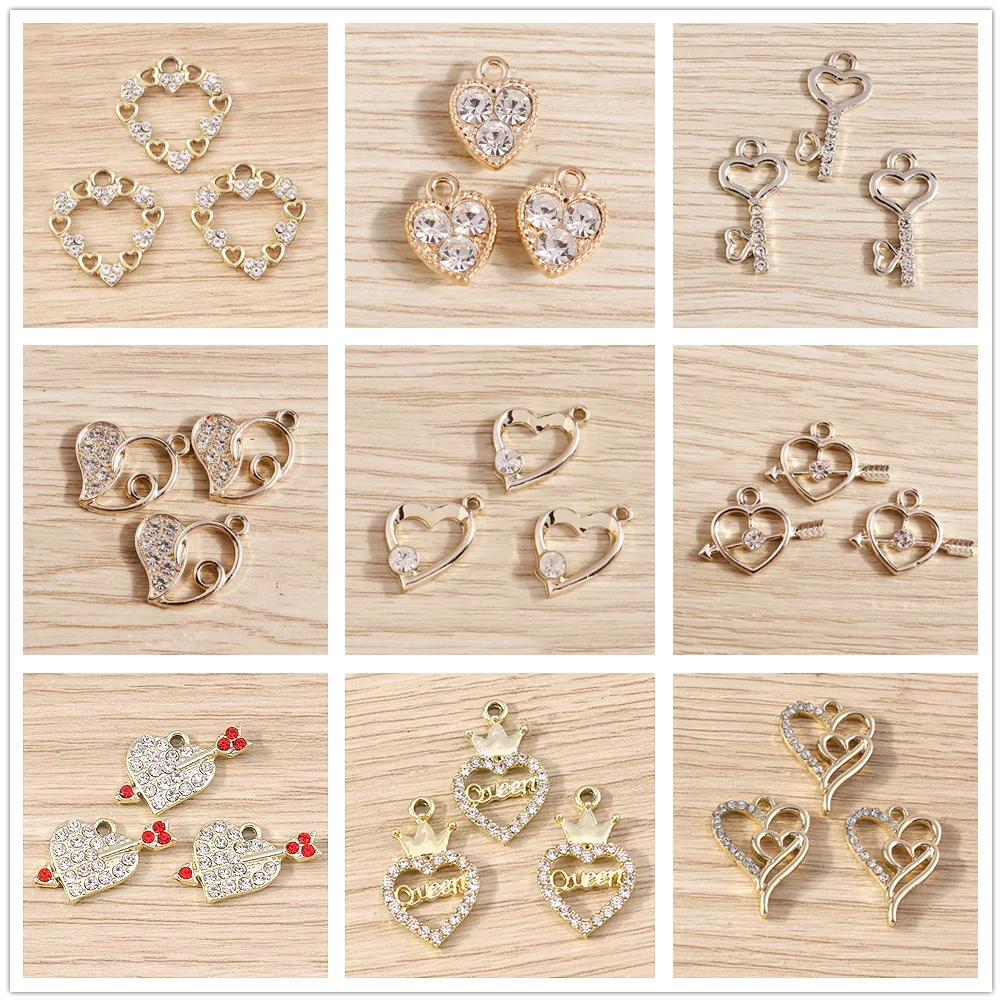 Tusember 10pcs Exquisite Gold Color Crystal Heart Charms for Jewelry Making Fashion Earrings Necklaces DIY Heart Pendants
Tusember 10pcs Exquisite Gold Color Crystal Heart Charms for Jewelry Making Fashion Earrings Necklaces DIY Heart Pendants