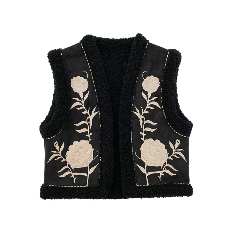 New Women Vintage V Neck Flower Embroidery Short Vest Jacket Ladies Sleeveless Casual Loose Cardigan Waistcoat
New Women Vintage V Neck Flower Embroidery Short Vest Jacket Ladies Sleeveless Casual Loose Cardigan Waistcoat