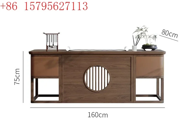 New Chinese-style living room large solid wood study desk North American black walnut light luxury modern calligraphy table9344
New Chinese-style living room large solid wood study desk North American black walnut light luxury modern calligraphy table9344