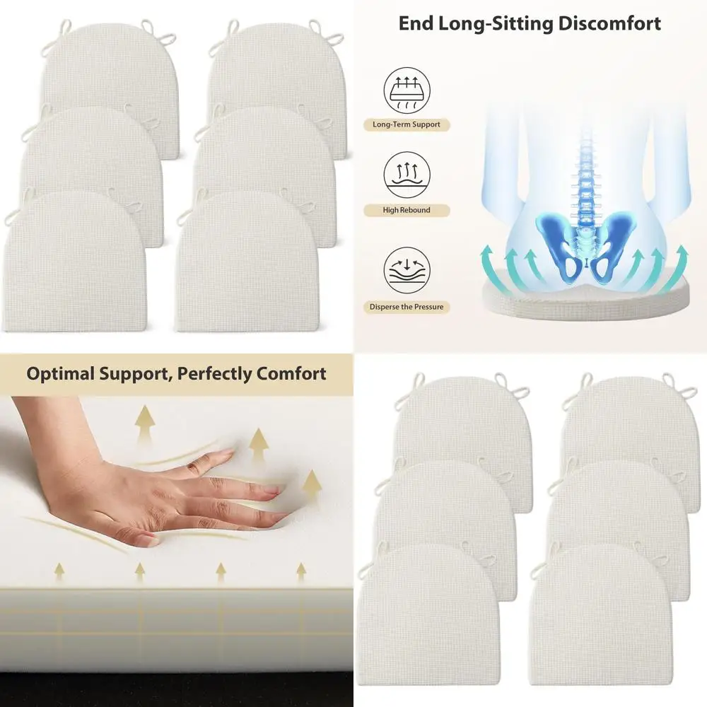 Chair Cushions for Dining Chairs Set of 6, Non-Slip Kitchen Chair Pads with Ties, High-Resilience Foam Seat Cushions, Removable
Chair Cushions for Dining Chairs Set of 6, Non-Slip Kitchen Chair Pads with Ties, High-Resilience Foam Seat Cushions, Removable