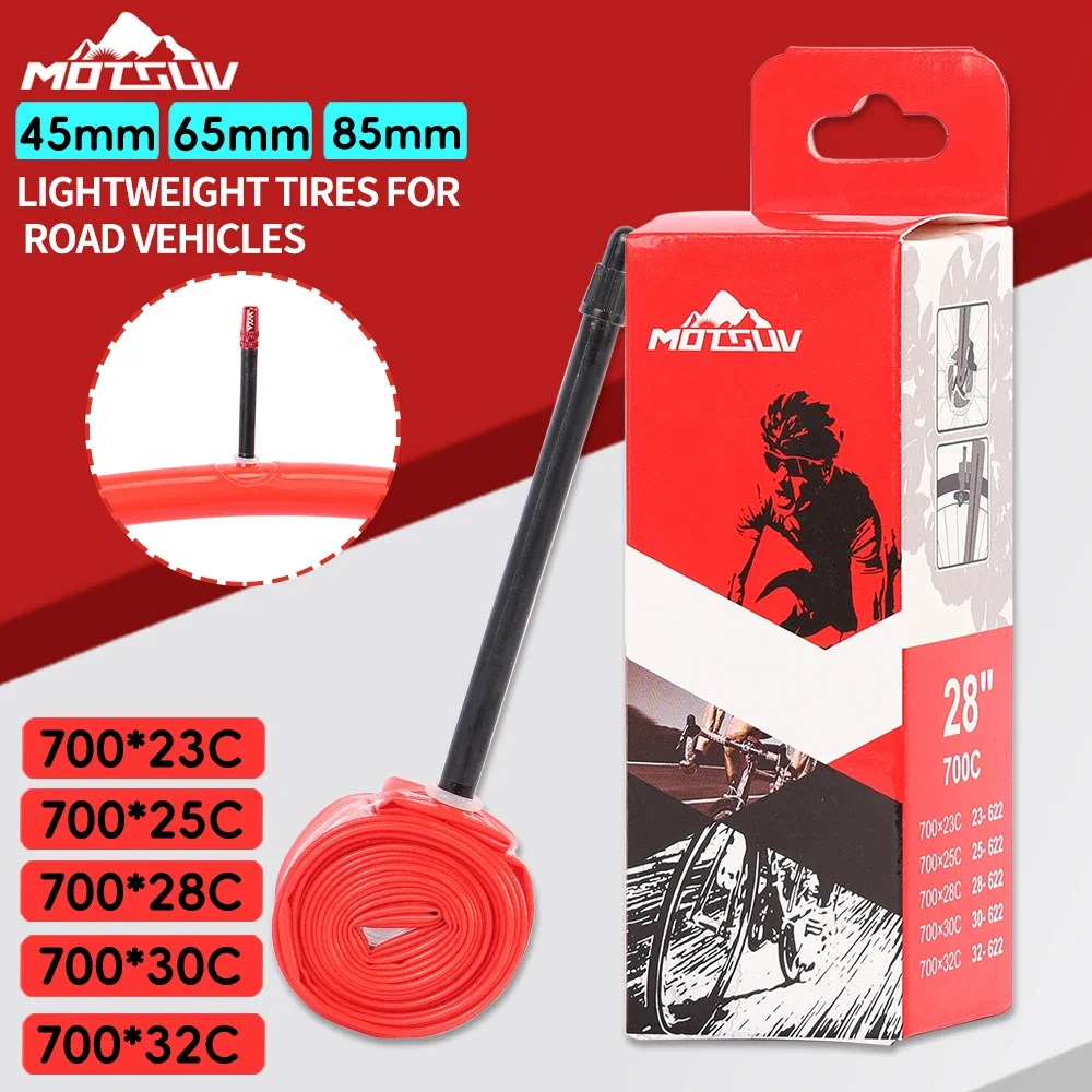 MOTSUV-Ultralight Inner Tube for Road Bicycle, TPU Material, French Valve, 700C, 18, 25, 28, 32C, Bike Accessory, 45, 65, 85mm
MOTSUV-Ultralight Inner Tube for Road Bicycle, TPU Material, French Valve, 700C, 18, 25, 28, 32C, Bike Accessory, 45, 65, 85mm