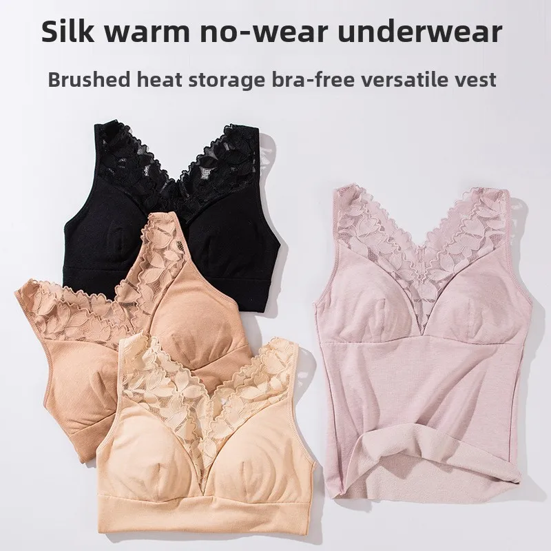 Autumn and winter silk warm vest for women thickened mulberry silk fleece one-piece lingerie lace sexy top
Autumn and winter silk warm vest for women thickened mulberry silk fleece one-piece lingerie lace sexy top
