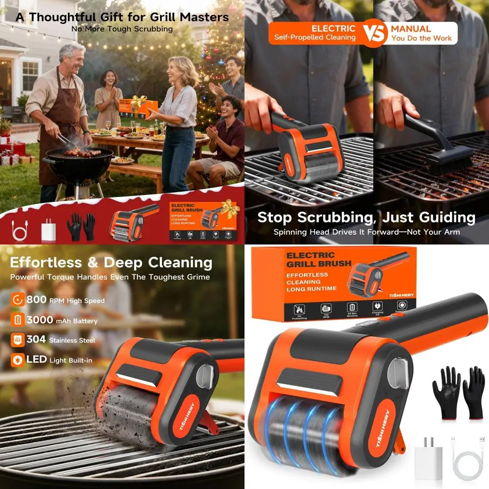 Cordless 800RPM Stainless Steel BBQ Grill Cleaner with 3000mAh Battery and LED Light
Cordless 800RPM Stainless Steel BBQ Grill Cleaner with 3000mAh Battery and LED Light