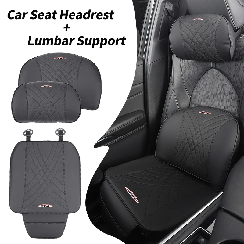 Car Seat Headrest Lumbar Support Neck Pillow Cushion Backrest For MINI WORKS Cooper R56 F50 F55 F56 R50 R53 R55 R57 R58 R59 R60