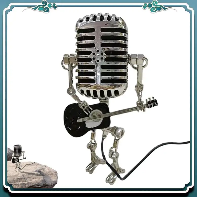 Microphone Lamp - Lamp Head Vintage Metal Microphone Robot Desk Lamp Retro Style Household Ornaments Easy Install White & Silver
Microphone Lamp - Lamp Head Vintage Metal Microphone Robot Desk Lamp Retro Style Household Ornaments Easy Install White & Silver