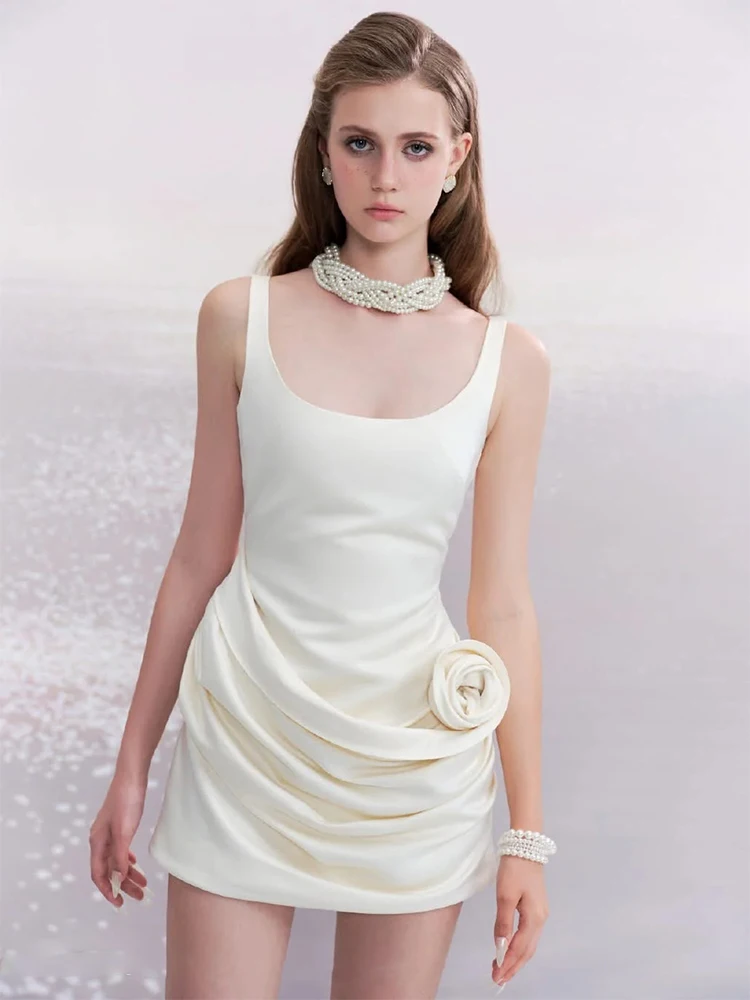 Elegant White 3D Flower Strap Dress Women's Summer Slimming Sexy Girl Dress High Waist Short Skirt No Sleeve Polyester Fiber
Elegant White 3D Flower Strap Dress Women's Summer Slimming Sexy Girl Dress High Waist Short Skirt No Sleeve Polyester Fiber