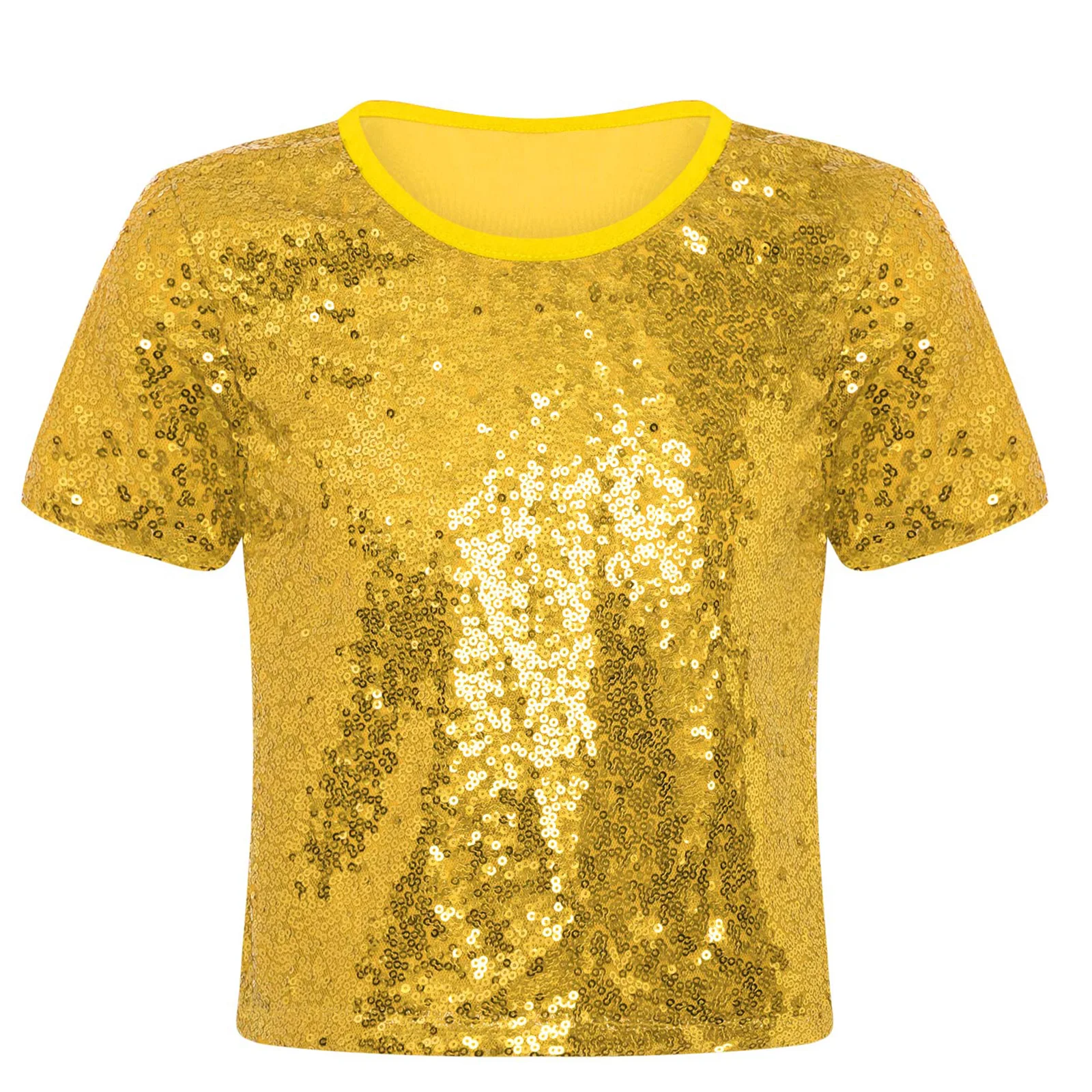 Kids Girls Jazz Dance Tops Round Neck Short Sleeve Sparkling Sequin Crop Top for Hip-Hop Stage Performance Jazz Dancewear
Kids Girls Jazz Dance Tops Round Neck Short Sleeve Sparkling Sequin Crop Top for Hip-Hop Stage Performance Jazz Dancewear