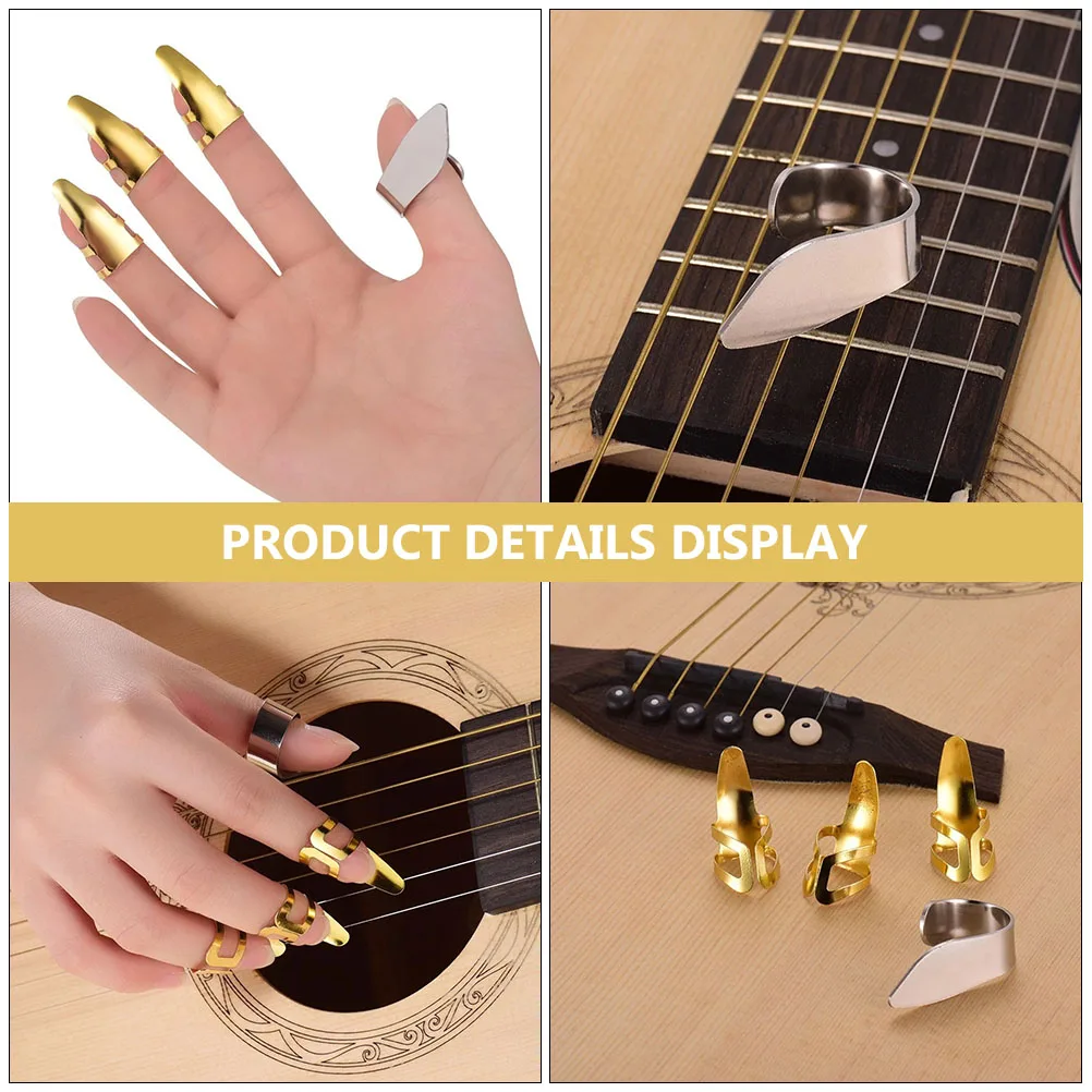 Protectors Finger Pick Set Guitar Practical Caps Kits Stainless Steel Practice Tool
Protectors Finger Pick Set Guitar Practical Caps Kits Stainless Steel Practice Tool