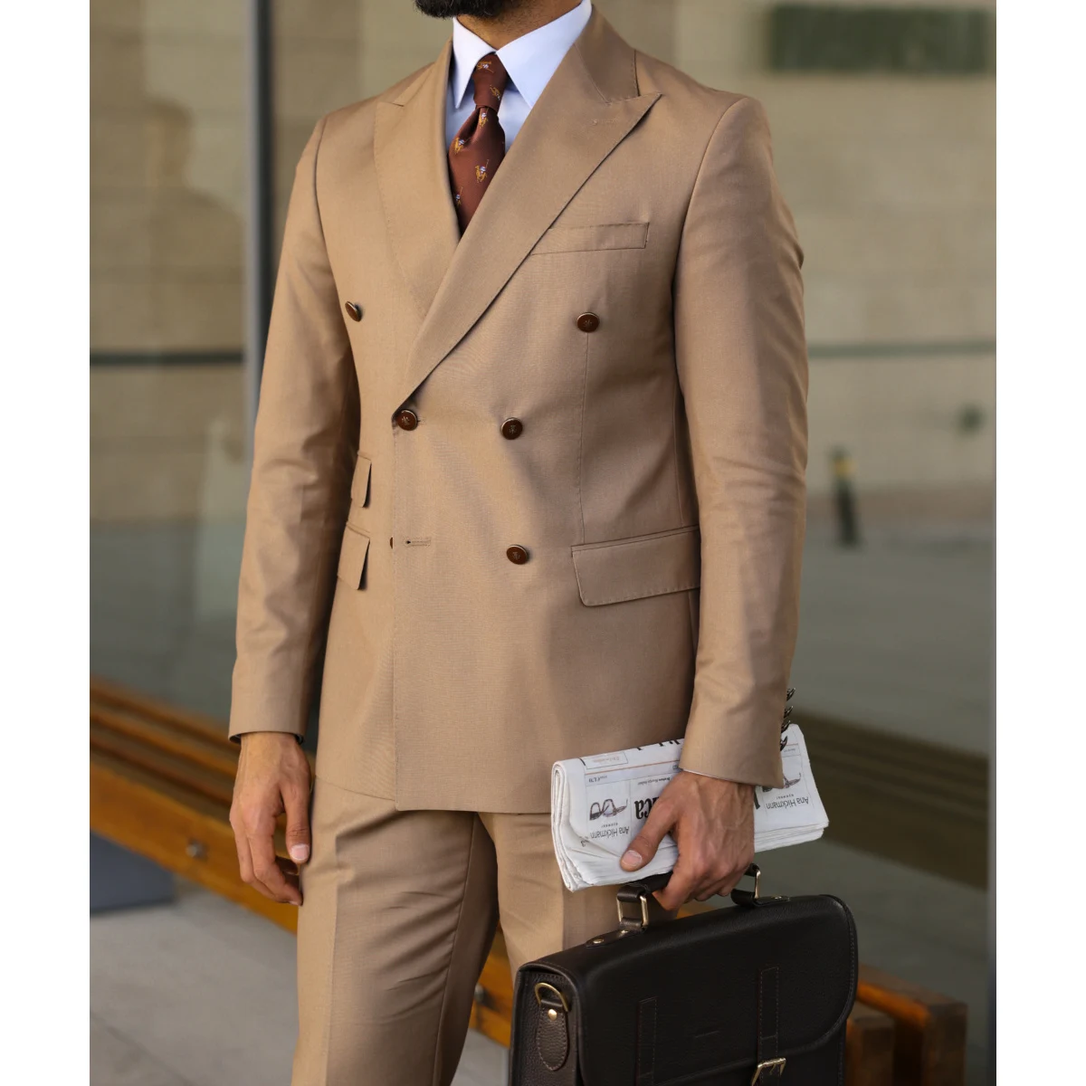 Khaki Men's Suits Dounle Breasted Peaked Lapel Elegant Formal Occasion Outwear 2 Piece Jacket Pants Slim Fit Terno Masculino 정장
Khaki Men's Suits Dounle Breasted Peaked Lapel Elegant Formal Occasion Outwear 2 Piece Jacket Pants Slim Fit Terno Masculino 정장