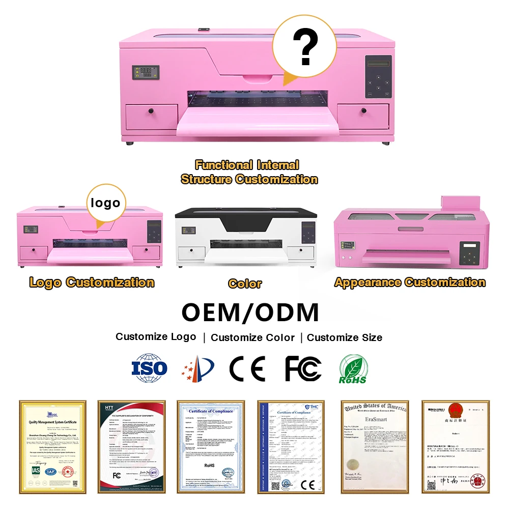 Erasmart Digital Pink A3 MAX DTF Струйный принтер XP600 Pet Film 13,8 дюйма 35 см Печатная машина для футболок с духовкой для текстиля
Erasmart Digital Pink A3 MAX DTF Струйный принтер XP600 Pet Film 13,8 дюйма 35 см Печатная машина для футболок с духовкой для текстиля