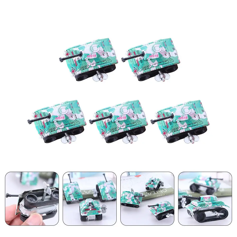 5Pcs Iron Retro Clockwork Wind Up Fun Educational Desktop Collection Toy Tank Children Clockwork Toys