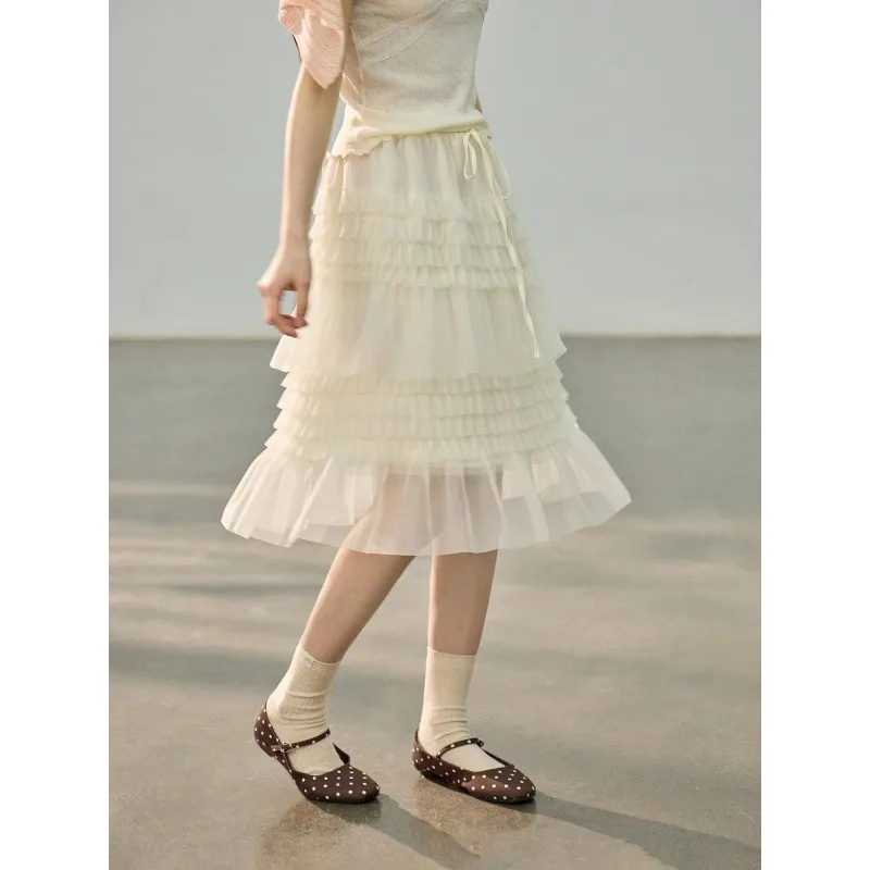 French Retro Mesh Skirt Women's Spring A-word Skirt
French Retro Mesh Skirt Women's Spring A-word Skirt