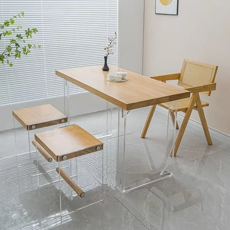 Solid wood tea table and chair combination wabi-sabi wind coffee living room home balcony small apartment acrylic 
Solid wood tea table and chair combination wabi-sabi wind coffee living room home balcony small apartment acrylic