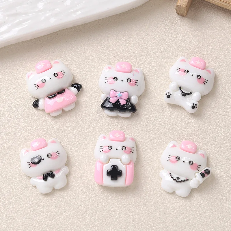 10Pcs New Kawaii Cartoon nurse kitten Series Flat Bottom Scrapbook DIY Craft For Nail 3D Decorations Jewelry
10Pcs New Kawaii Cartoon nurse kitten Series Flat Bottom Scrapbook DIY Craft For Nail 3D Decorations Jewelry