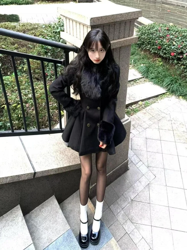 Autumn Winter Korean Sle Long Sve Woolen Coat Women's Slim Fit Double Breasted Button Pure Color Commute Faion Outerwear
Autumn Winter Korean Sle Long Sve Woolen Coat Women's Slim Fit Double Breasted Button Pure Color Commute Faion Outerwear