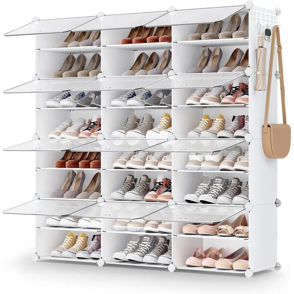 12-Tier Adjustable Shoe Storage Cabinet for 48 Pairs, Cloud White and Transparent
12-Tier Adjustable Shoe Storage Cabinet for 48 Pairs, Cloud White and Transparent