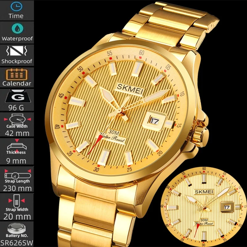 Skmei Luxury Steel Strap Mens Bracelet Watches with Date Alloy Case Mineral Glass Dial Analog Display Quartz Waterproof Watch
Skmei Luxury Steel Strap Mens Bracelet Watches with Date Alloy Case Mineral Glass Dial Analog Display Quartz Waterproof Watch