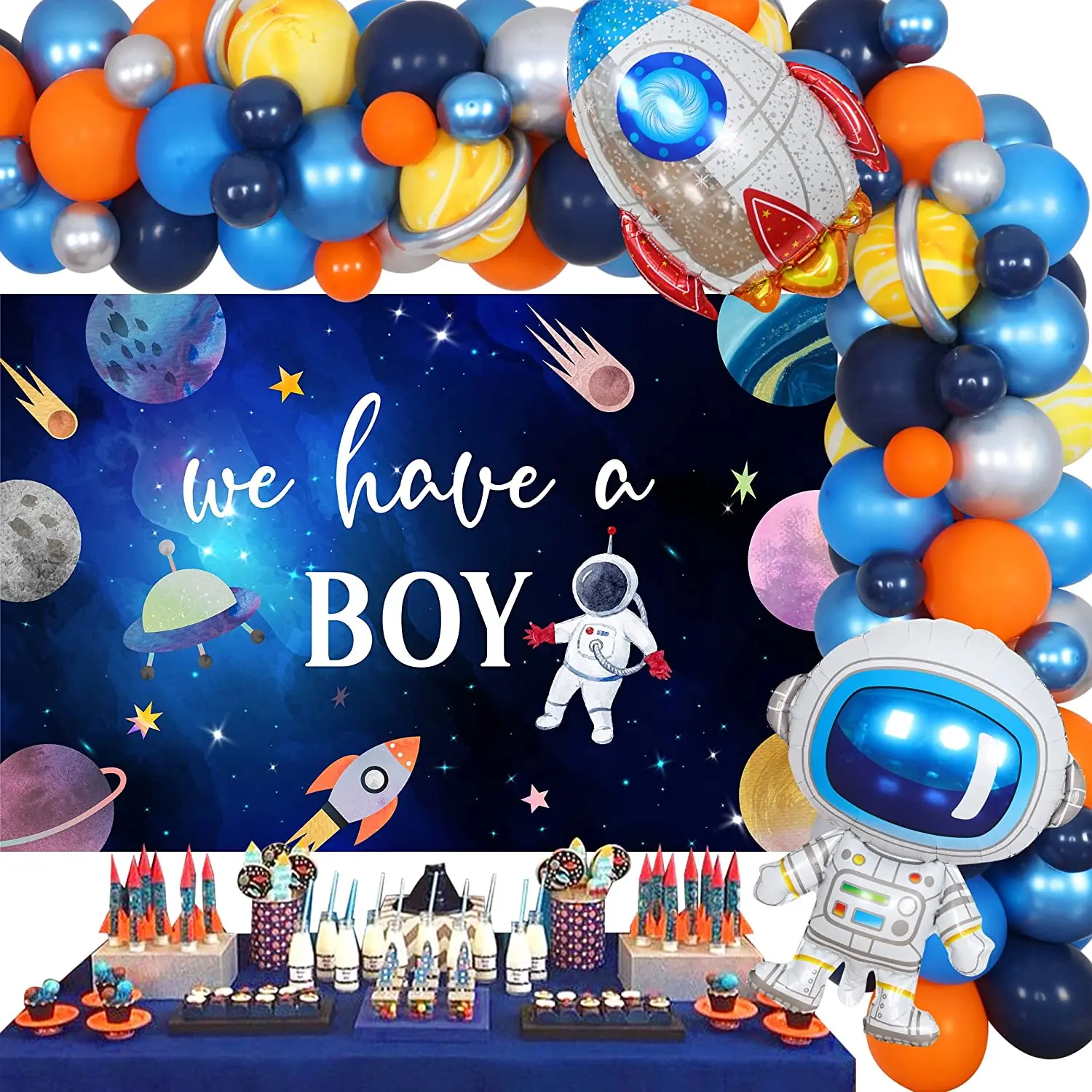 Funmemoir Outer Space Baby Shower Decorations for Boy Space Party Supplies Rocket Astronaut Balloon Garland Kit with Backdrop
Funmemoir Outer Space Baby Shower Decorations for Boy Space Party Supplies Rocket Astronaut Balloon Garland Kit with Backdrop