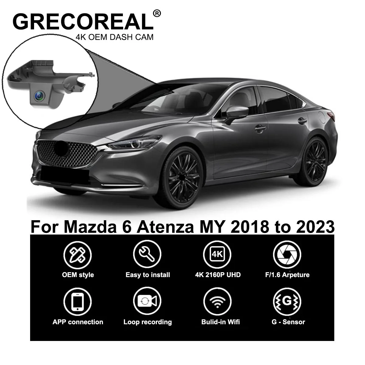 GRECOREAL 4K Dash Cam Front and Rear 2160P WiFi Car Dual Dashcam APP Control Plug Play Compatible with Mazda 6 Atenza Mazda6
GRECOREAL 4K Dash Cam Front and Rear 2160P WiFi Car Dual Dashcam APP Control Plug Play Compatible with Mazda 6 Atenza Mazda6