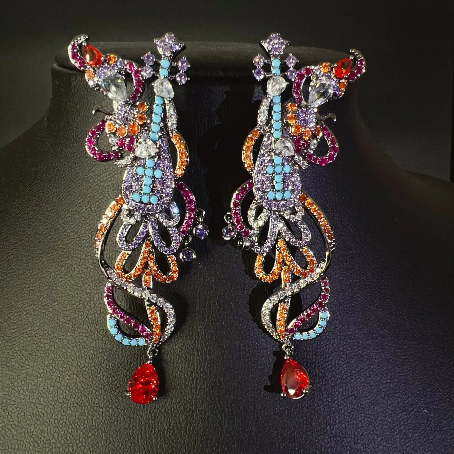 Chinese style earrings for women colorful zircon luxury jewelry gala event wedding dangling earrings anniversary gift female
Chinese style earrings for women colorful zircon luxury jewelry gala event wedding dangling earrings anniversary gift female