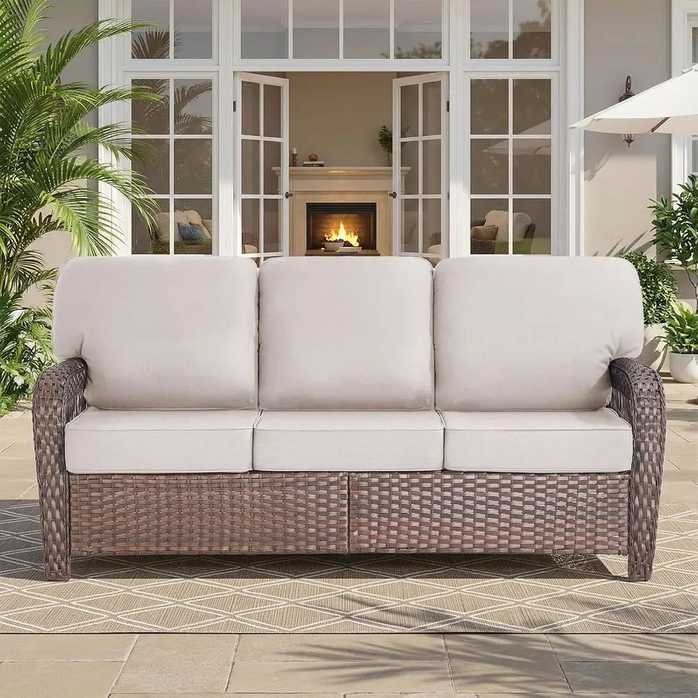 Luxury Outdoor High Back Couch, All-Weather Wicker 3-Seater Soa, Wicker Patio urniture or Deck Porch Garden,Beige
Luxury Outdoor High Back Couch, All-Weather Wicker 3-Seater Soa, Wicker Patio urniture or Deck Porch Garden,Beige