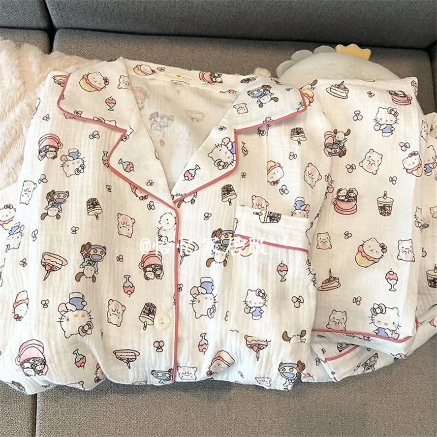 Японские пижамы Hello Kitty для женщин на весну и осень, новые милые мультяшные длинные рукава и брюки, домашняя одежда, костюм для верхней одежды
Японские пижамы Hello Kitty для женщин на весну и осень, новые милые мультяшные длинные рукава и брюки, домашняя одежда, костюм для верхней одежды