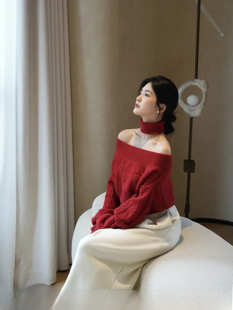 Красный вязаный свитер на одно плечо для женщин, осенне-зимний, новогодний, уникальный топ с открытым плечом, повседневный, прямого кроя, с длинным рукавом
Красный вязаный свитер на одно плечо для женщин, осенне-зимний, новогодний, уникальный топ с открытым плечом, повседневный, прямого кроя, с длинным рукавом