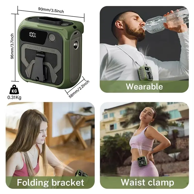 A38T-10000Mah Wearable Fan Mini Waist Fan 5 Speed USB Rechargeable Waist Clip Fan Emergency Mobile Power For Outdoor
A38T-10000Mah Wearable Fan Mini Waist Fan 5 Speed USB Rechargeable Waist Clip Fan Emergency Mobile Power For Outdoor