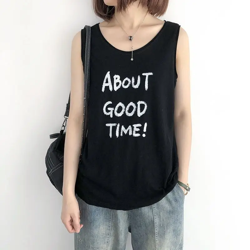 Summer New Sleeveless Printing Letter Tanks Solid Color Loose Simplicity All-match Casual Tops Vintage Harajuku Women Clothing
Summer New Sleeveless Printing Letter Tanks Solid Color Loose Simplicity All-match Casual Tops Vintage Harajuku Women Clothing