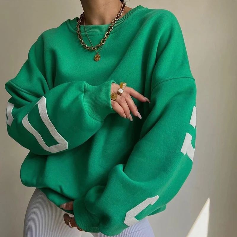 Women Hoodies Winter Fashion Letter Printing Thicken Fleece O-Neck Long Sleeve Female Pullover 2022 Streetwear Lady Sweatshirts
Women Hoodies Winter Fashion Letter Printing Thicken Fleece O-Neck Long Sleeve Female Pullover 2022 Streetwear Lady Sweatshirts