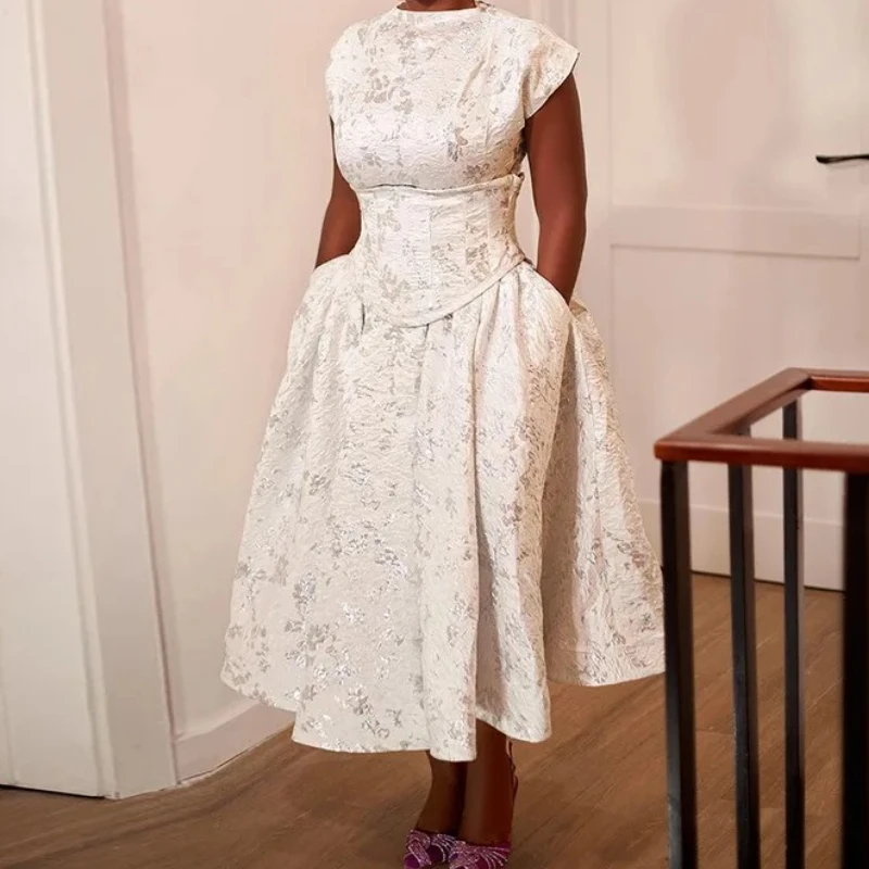 Short Sleeve Elegant Women Long Dress Pockets O-neck A-Line Mid-Length Dresses 2025 Summer Beach Party Streetwear
Short Sleeve Elegant Women Long Dress Pockets O-neck A-Line Mid-Length Dresses 2025 Summer Beach Party Streetwear