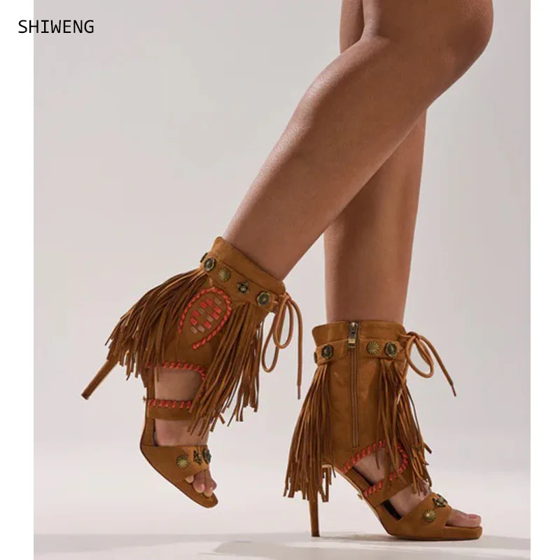 2026 Colorful Rivets Tassels Decor Brown Sandals Open Toe Women Shoes Thin High Heels Party Banquet Dating Heels 44
2026 Colorful Rivets Tassels Decor Brown Sandals Open Toe Women Shoes Thin High Heels Party Banquet Dating Heels 44