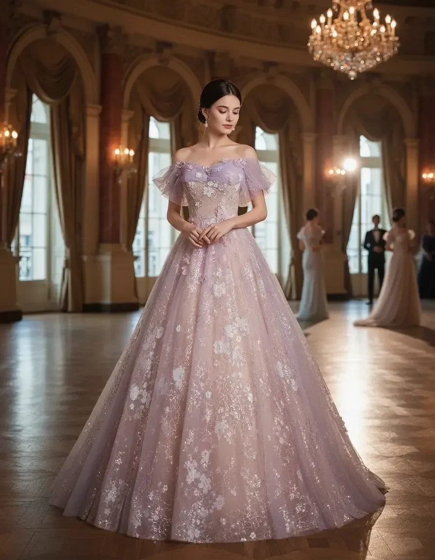 Luxury Off-Shoulder Tulle Ball Gown with 3D Appliqué & Corset Back for Quinceañera, Prom, Formal & Bridal Events
Luxury Off-Shoulder Tulle Ball Gown with 3D Appliqué & Corset Back for Quinceañera, Prom, Formal & Bridal Events