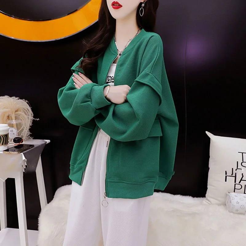 Women's Jacket Fashion Zipper Pocket Long Sleeve Casual Top Vintage Loose Round Neck Solid Color Cardigan Spring and Autumn 2023
Women's Jacket Fashion Zipper Pocket Long Sleeve Casual Top Vintage Loose Round Neck Solid Color Cardigan Spring and Autumn 2023