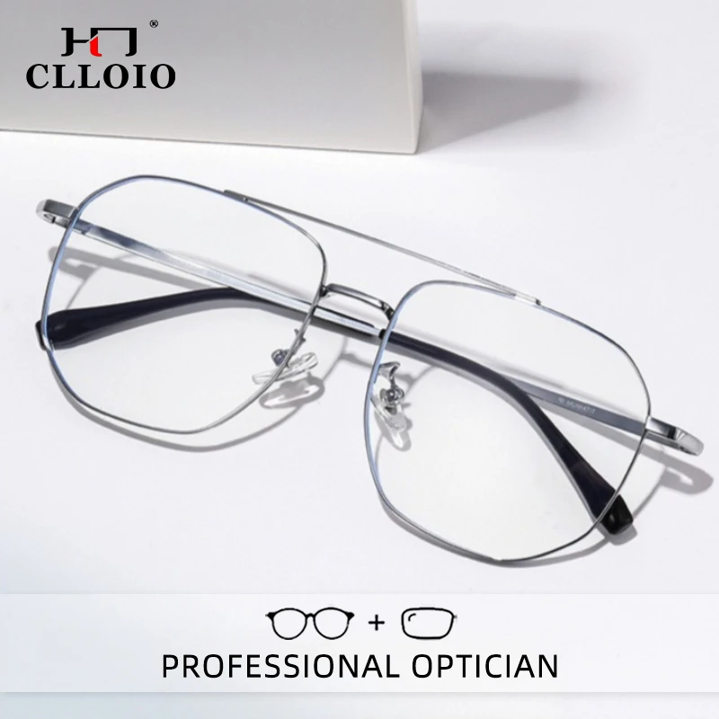CLLOIO Ultralight Titanium Reading Glasses Anti Blue Light Pilot Oversize Frame Myopia Glasses Progressive Prescription Eyewear
CLLOIO Ultralight Titanium Reading Glasses Anti Blue Light Pilot Oversize Frame Myopia Glasses Progressive Prescription Eyewear