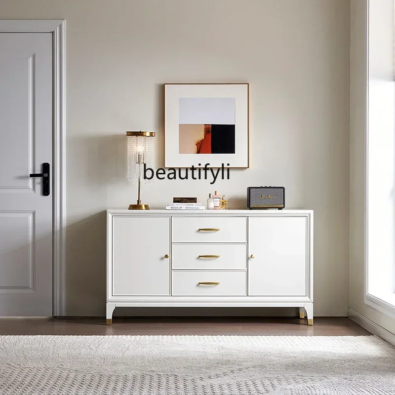 YH American modern light luxury dining side cabinet solid wood white, living room against the wall home dining room locker
YH American modern light luxury dining side cabinet solid wood white, living room against the wall home dining room locker