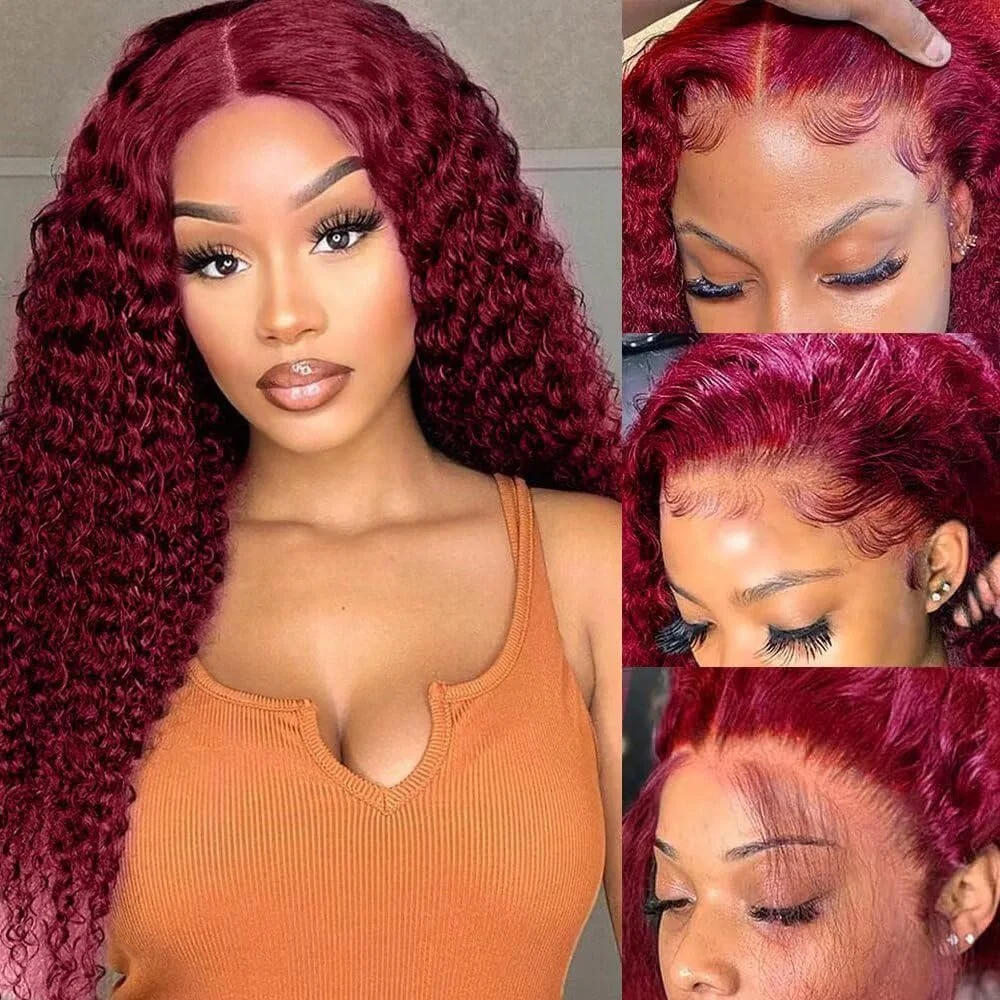 220 Density 13x4 13x6 HD Transparent Lace Frontal Wig 99J Burgundy Wet And Wave Colored Deep Wave Frontal Human Hair Wigs 40Inch
220 Density 13x4 13x6 HD Transparent Lace Frontal Wig 99J Burgundy Wet And Wave Colored Deep Wave Frontal Human Hair Wigs 40Inch