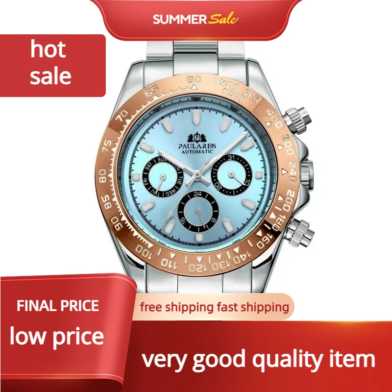 Automatic Watches Self Wind Mechanical Gold Stainless Steel Glacier Ice Blue Dial Chestnut Brown Bezel Luminous Men Watch
Automatic Watches Self Wind Mechanical Gold Stainless Steel Glacier Ice Blue Dial Chestnut Brown Bezel Luminous Men Watch