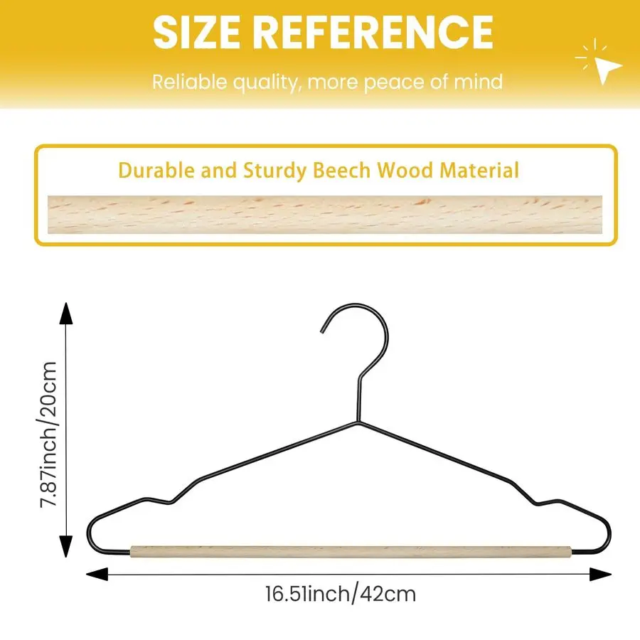 20 Pack Black Wire Hangers, Suit Hangers with Smooth Beech Wood Pants Bar, Heavy Duty Metal Hanger for Closet, Dress, Pants, Swe
20 Pack Black Wire Hangers, Suit Hangers with Smooth Beech Wood Pants Bar, Heavy Duty Metal Hanger for Closet, Dress, Pants, Swe