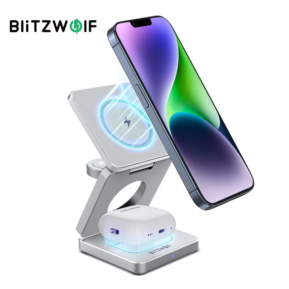 BlitzWolf BW-iw30 3-in-1 Foldable Magnetic 15W Wireless Charger Fast Charging Sation for 15 14 13 12 Pro Max for Smart Device
BlitzWolf BW-iw30 3-in-1 Foldable Magnetic 15W Wireless Charger Fast Charging Sation for 15 14 13 12 Pro Max for Smart Device