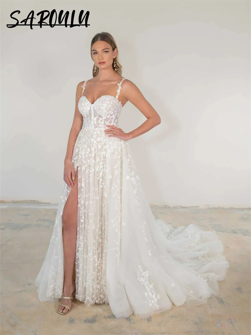 Boho Bride Dresses Sweetheart Neckline Bridal Gown Robe De Mariee 2024 Newest Lace Wedding Dress With Side Slit Spaghetti Straps
Boho Bride Dresses Sweetheart Neckline Bridal Gown Robe De Mariee 2024 Newest Lace Wedding Dress With Side Slit Spaghetti Straps
