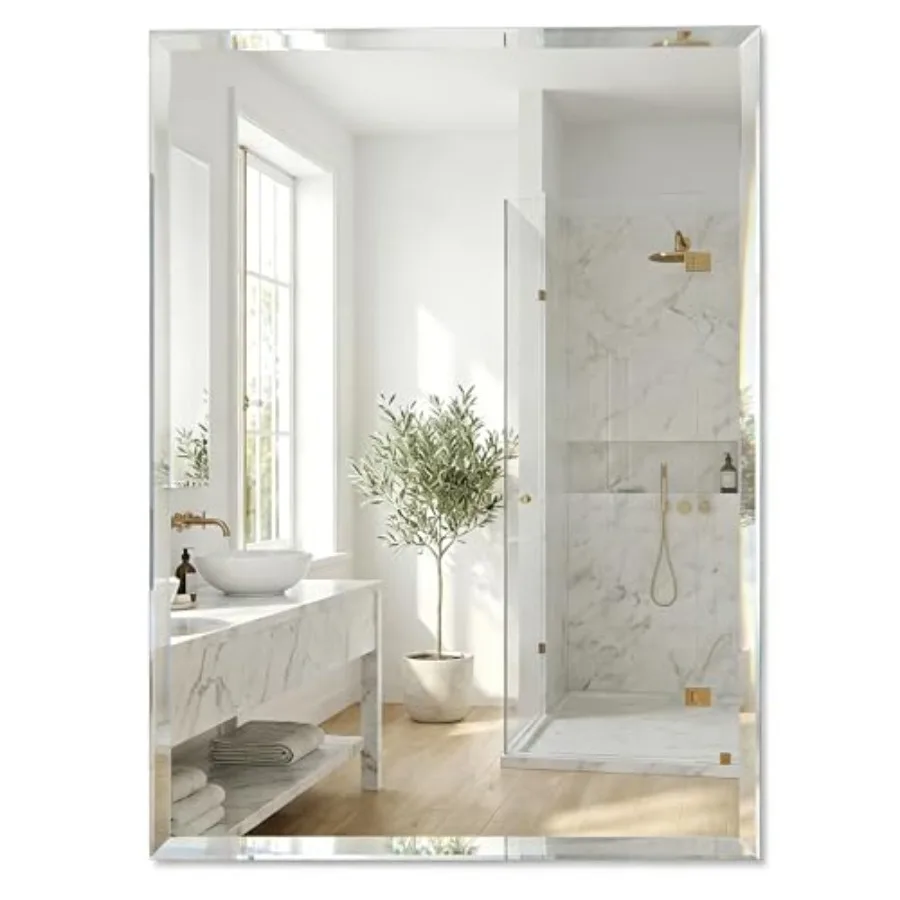 24"x36" Large Rectangular Bathroom Mirror Frameless Beveled Wall Mirror with Solid Backing HD Glass Vanity Mirror for Master Ba
24"x36" Large Rectangular Bathroom Mirror Frameless Beveled Wall Mirror with Solid Backing HD Glass Vanity Mirror for Master Ba