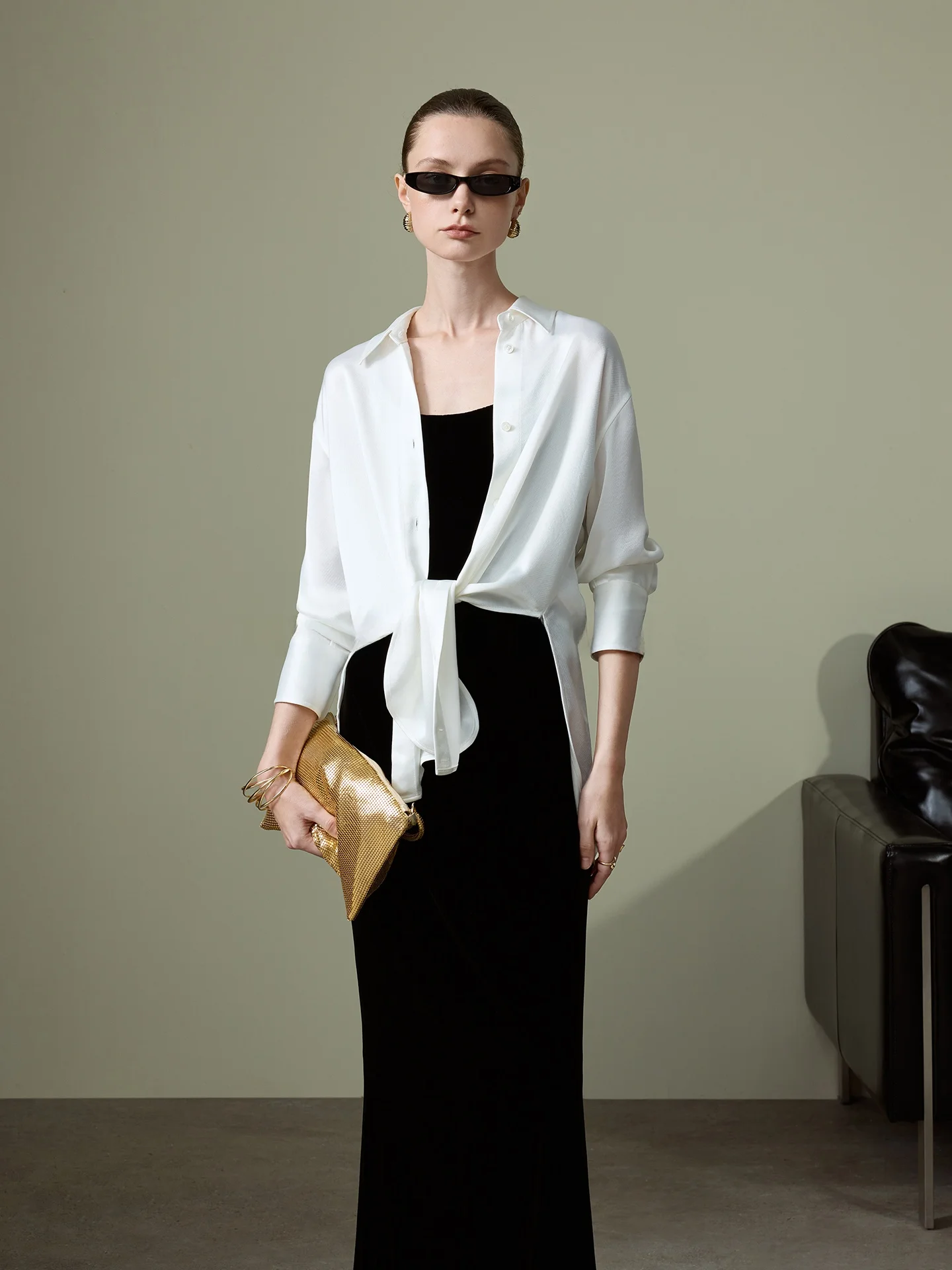 Slimming Wrap Style Pearl Satin Acetate Shirt Jacket Women's Fashionable Textured Commute Wind Loose Fit Long Sleeve Button up
Slimming Wrap Style Pearl Satin Acetate Shirt Jacket Women's Fashionable Textured Commute Wind Loose Fit Long Sleeve Button up