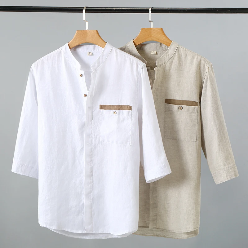 Luxury Linen 100% Shirts For Men Three-Quarter Sleeved Loose Fit Summer High Quality Breathable Vintage Casual Camisas De Hombre
Luxury Linen 100% Shirts For Men Three-Quarter Sleeved Loose Fit Summer High Quality Breathable Vintage Casual Camisas De Hombre