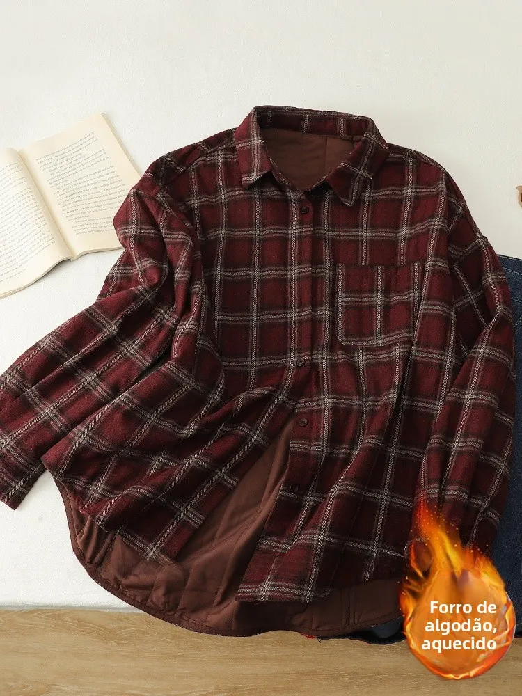 Retro Plaid Cotton Shirt Jacket Women's Loose Casual Thickened Warm Top Winter Fashion Outerwear Collar Long Sleeve
Retro Plaid Cotton Shirt Jacket Women's Loose Casual Thickened Warm Top Winter Fashion Outerwear Collar Long Sleeve