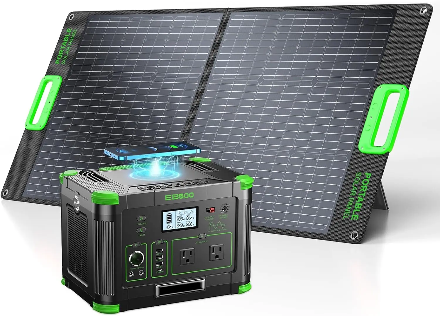 500W Solar Generator with 100W Foldable Solar Panel, Portable Power Station 500W AC Outlet, MC-4 Solar Battery Charger
500W Solar Generator with 100W Foldable Solar Panel, Portable Power Station 500W AC Outlet, MC-4 Solar Battery Charger