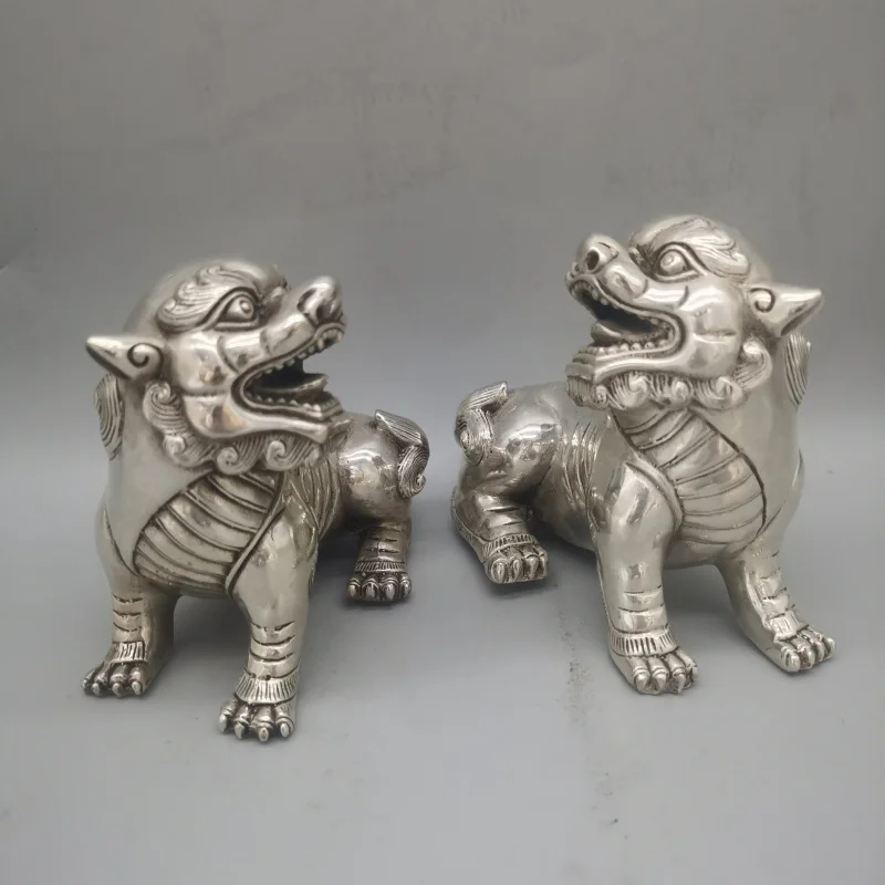 Chinese collection antique white copper home decorations exquisite crafts Pixiu Statue pair Feng Shui Auspicious ornament
Chinese collection antique white copper home decorations exquisite crafts Pixiu Statue pair Feng Shui Auspicious ornament