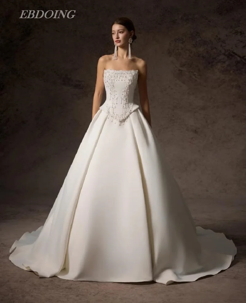 EBDOING Wedding Dress A-Line Satin Boat Neck Neckline Sleeveless Chapel Train With Beaded Customized Bride Gown
EBDOING Wedding Dress A-Line Satin Boat Neck Neckline Sleeveless Chapel Train With Beaded Customized Bride Gown