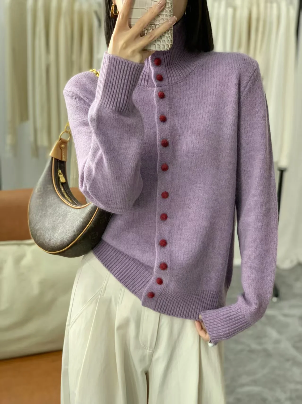 New women's cardigan 100% wool sweater long sleeved knitted slim fit fashionable autumn and winter women's high neck sweater
New women's cardigan 100% wool sweater long sleeved knitted slim fit fashionable autumn and winter women's high neck sweater